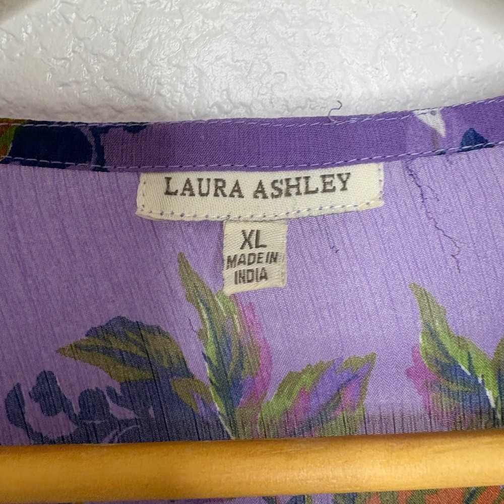Laura Ashley Purple Floral Tiered Midi Dress - Picture 3 of 8